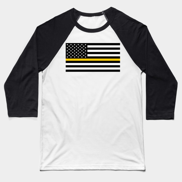 Thin Gold Line American Flag Baseball T-Shirt by Scar